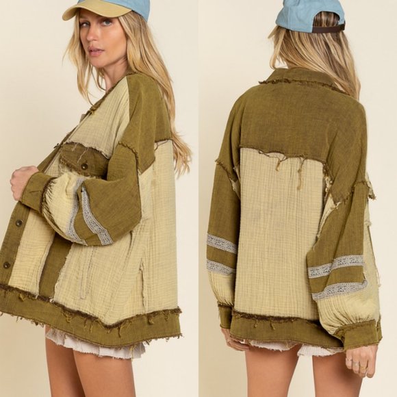 14588 POL Spliced Gauze Jacket - Picture 3 of 6